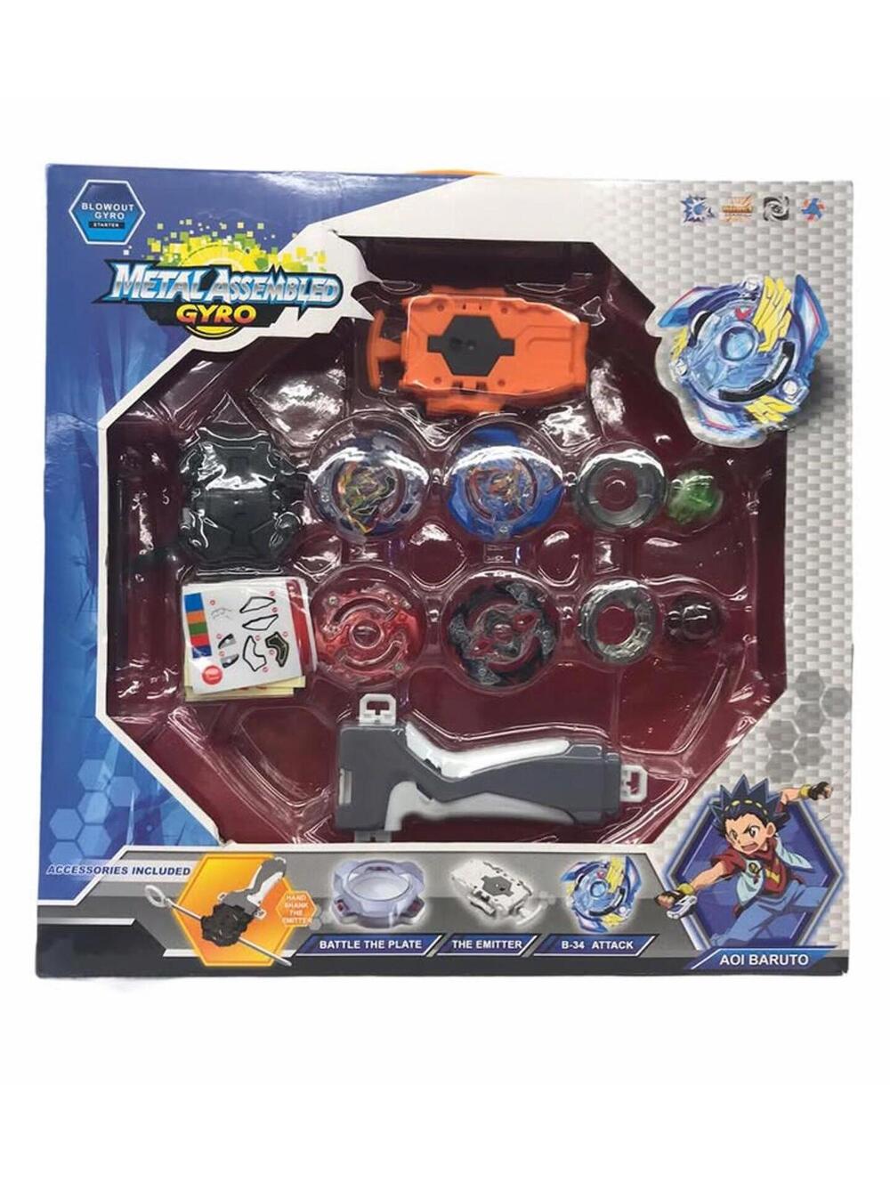 Blowout Gyro B-34 Metal Assembled Spinning Top Battle Set